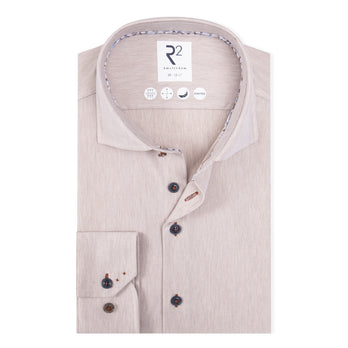 Extra long sleeves. Travel shirt herringbone 045 - Beige