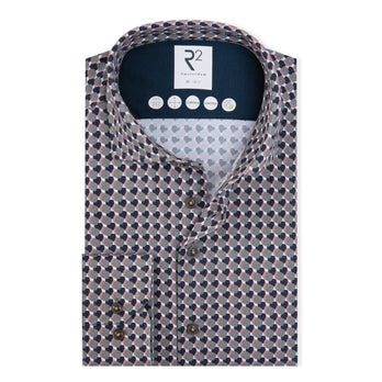 Extra lange Ärmel. Retro-Print Sorona-Mix Travel Hemd 074 - Green