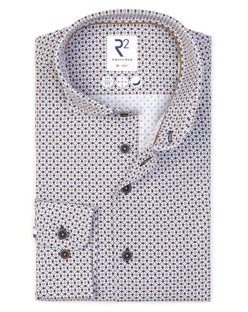 Extra lange mouwen. Grafisch print tencel mix overhemd 073 - Multicolour