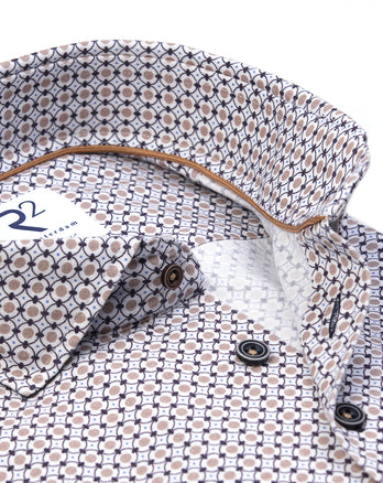 Extra lange mouwen. Grafisch print tencel mix overhemd 073 - Multicolour