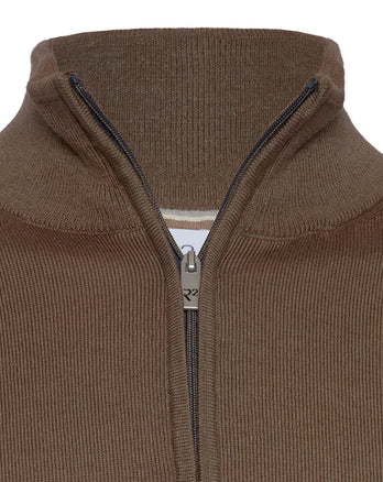 100% Merino wool half zip pullover 042 - Taupe