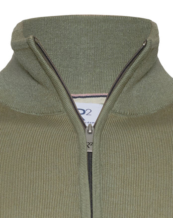 100% Merinowolle Pullover mit halbem Reißverschluss 071 - Light green