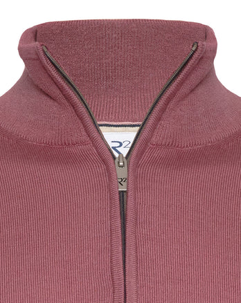 Pull à demi-zip 100 % laine mérinos 089 - Old pink