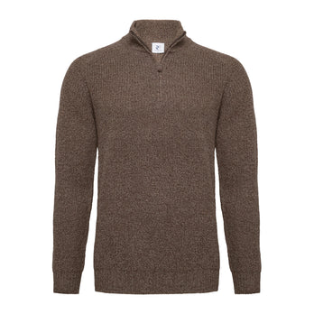100% Wol trui met halve ritssluiting 042 - Taupe