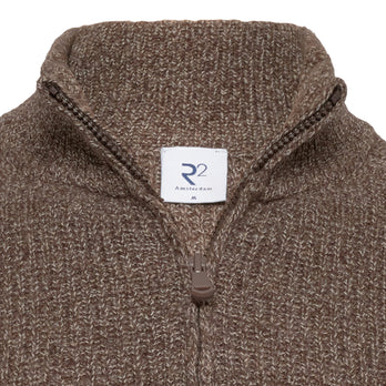 100% Wol trui met halve ritssluiting 042 - Taupe