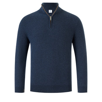 Wool blend half zip pullover 010 - Navy