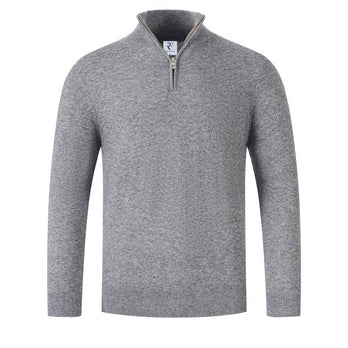 Wool blend half zip pullover 028 - Grey