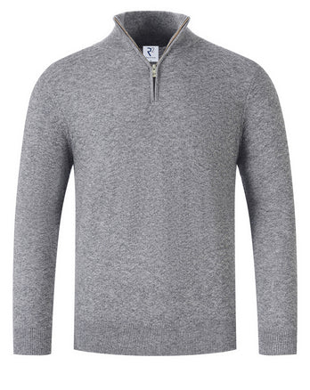Wool blend half zip pullover 028 - Grey