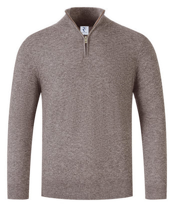 Wool blend half zip pullover 042 - Taupe