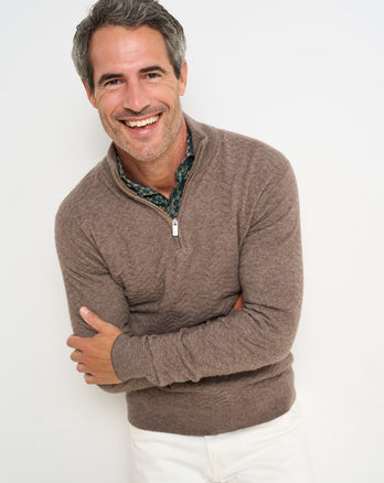 Wool blend half zip pullover 042 - Taupe