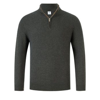 Wollmischung-Pullover mit halbem Reißverschluss 074 - Green