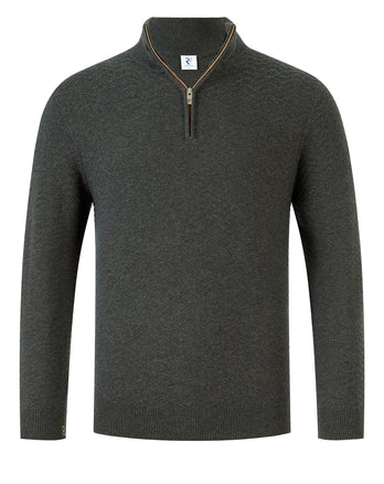 Wool blend half zip pullover 074 - Green