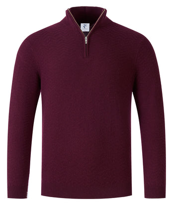 Wolmix trui met halve ritssluiting 080 - Bordeaux
