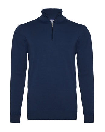 Merino wool half zip pullover 010 - Navy