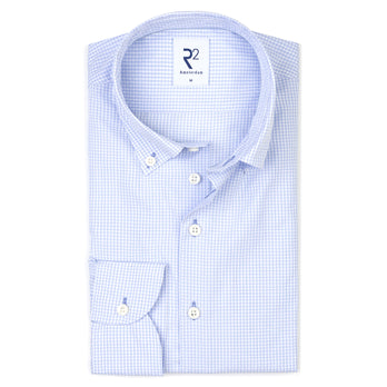 Vichy check cotton shirt 018 - Light blue