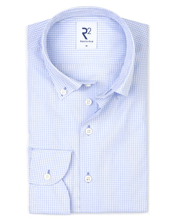 Vichy-Karomuster Baumwollhemd 018 - Light blue