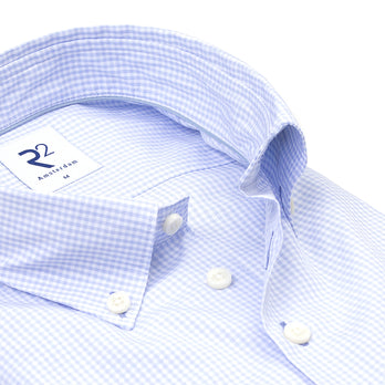 Vichy check cotton shirt 018 - Light blue