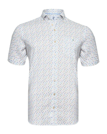 Chemise en lin imprimé extensible à manches courtes 073 - Multicolour