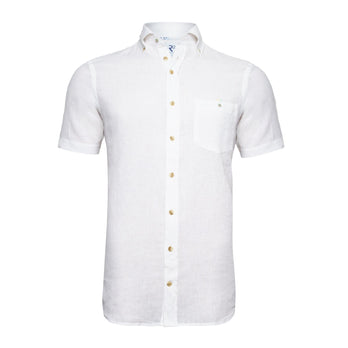 Short sleeve linen blend shirt 004 - White