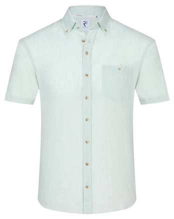 Kurzärmeliges Leinenmischung Hemd 071 - Light green