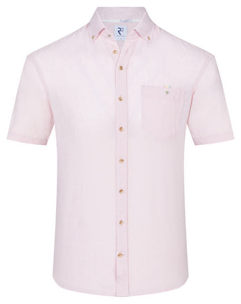 Kurzärmeliges Leinenmischung Hemd 088 - Light pink