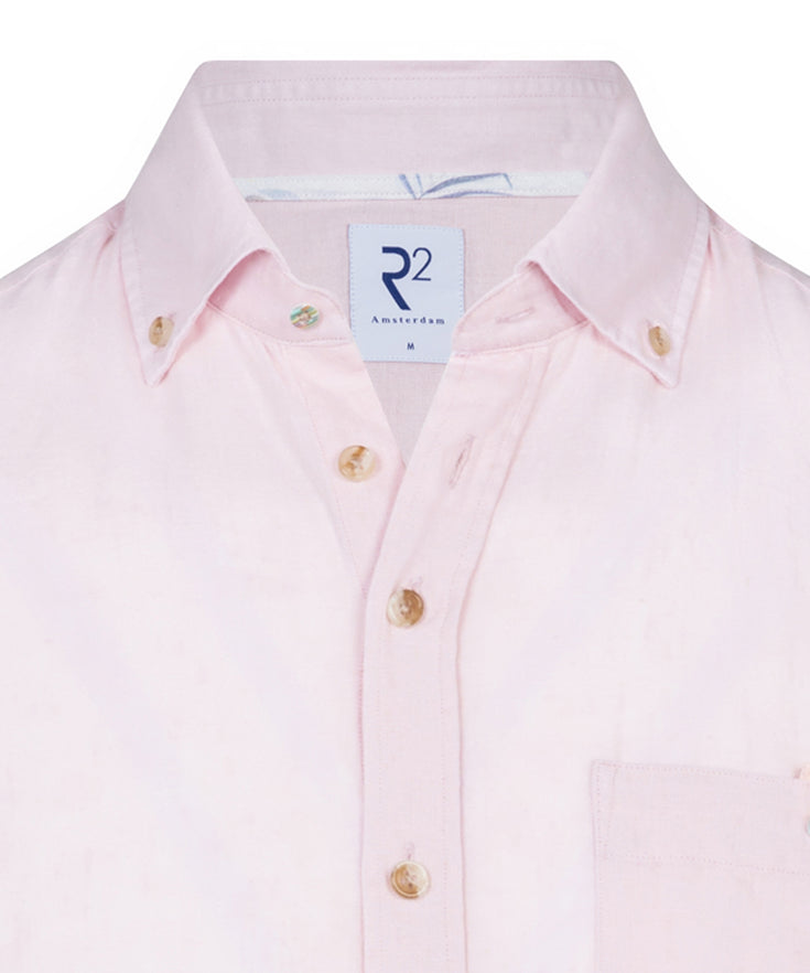 Short sleeve linen blend shirt 088 - Light pink