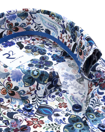 Korte mouwen print stretch overhemd 073 - Multicolour
