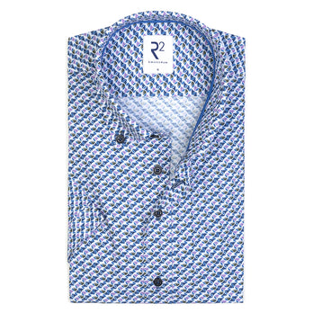 Korte mouwen geometrische print katoenen overhemd 073 - Multicolour