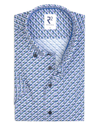 Korte mouwen geometrische print katoenen overhemd 073 - Multicolour