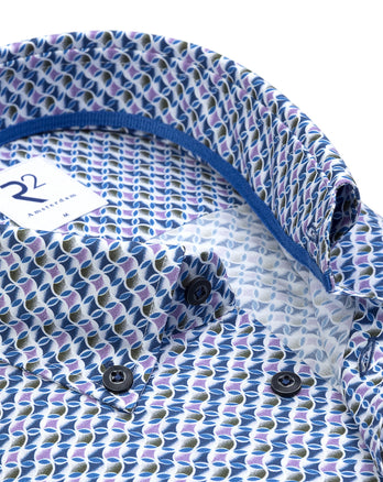 Korte mouwen geometrische print katoenen overhemd 073 - Multicolour