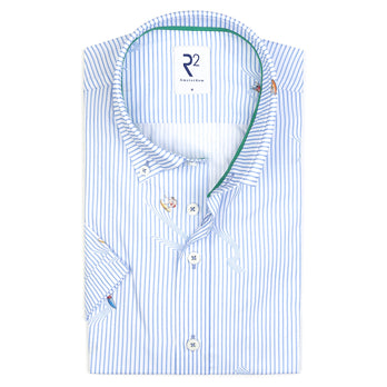 Korte mouwen surferprint katoenen overhemd 014 - Blue