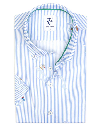 Korte mouwen surferprint katoenen overhemd 014 - Blue