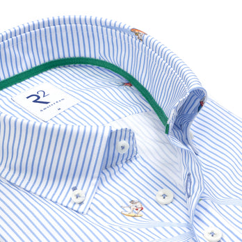 Korte mouwen surferprint katoenen overhemd 014 - Blue