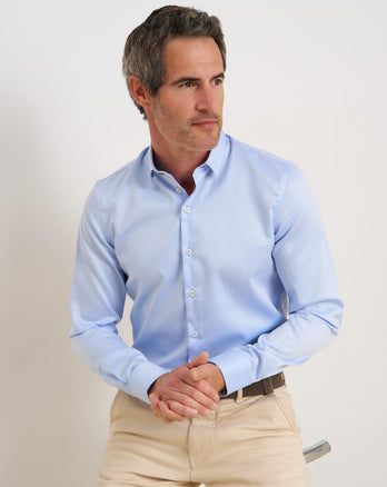 Chemise en coton bio 2 PLY 018 - Light blue