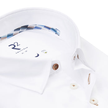 Extra lange mouwen. 2 PLY biologisch katoenen overhemd 004 - White