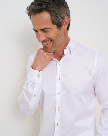 Manches extra longues. Chemise en 2 PLY Bio-Coton 004 - White