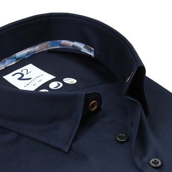 Extra lange mouwen. 2 PLY biologisch katoenen overhemd 010 - Navy