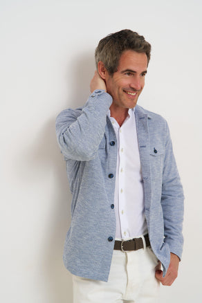 Knit-stretch overshirt 014 - Blue