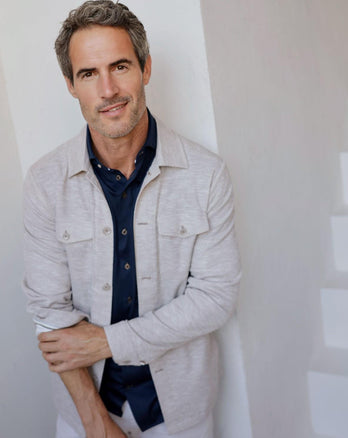 Knit-stretch overshirt 045 - Beige