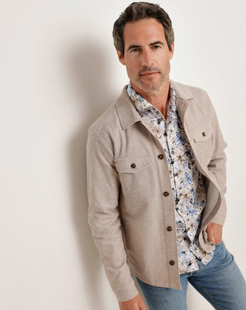 Knit-stretch overshirt 045 - Beige