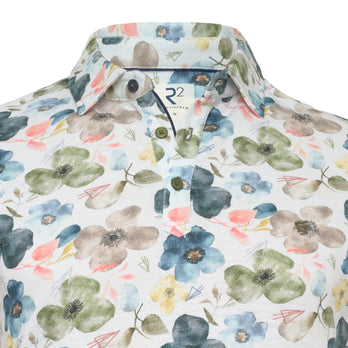 Bloemenprint linnenmix polo 073 - Multicolour