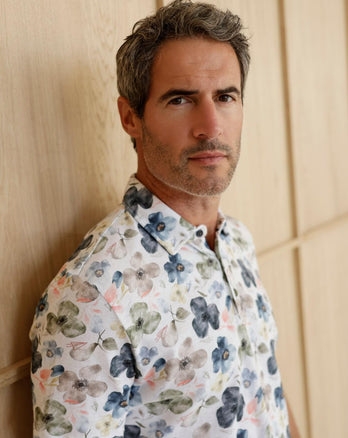 Bloemenprint linnenmix polo 073 - Multicolour