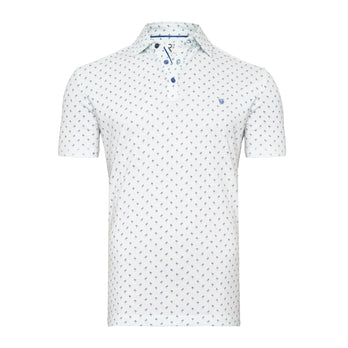 Pelikaanprint linnenmix polo 014 - Blue