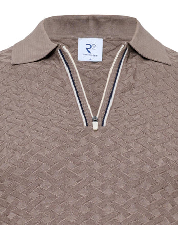 Modalmix polo met ritssluiting 042 - Taupe