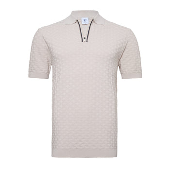 Polo à fermeture à glissière en mélange de fibres 045 - Beige