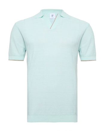 Polo en mélange de lin avec col Johnny 071 - Light green