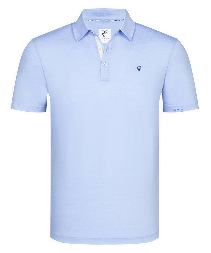 Cotton linen blend polo 018 - Light blue