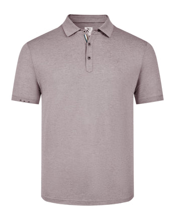 Polo en coton et lin mélangés 042 - Taupe