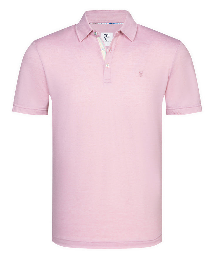 Cotton linen blend polo 099 - Coral