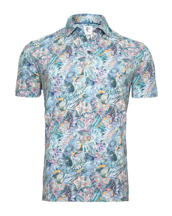Bloemenprint linnenmix polo 073 - Multicolour